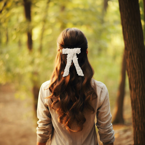 Halo Luxe Becca Pearl Bow Clip - Ivory