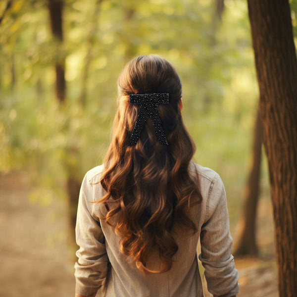 Halo Luxe Becca Pearl Bow Clip - Black