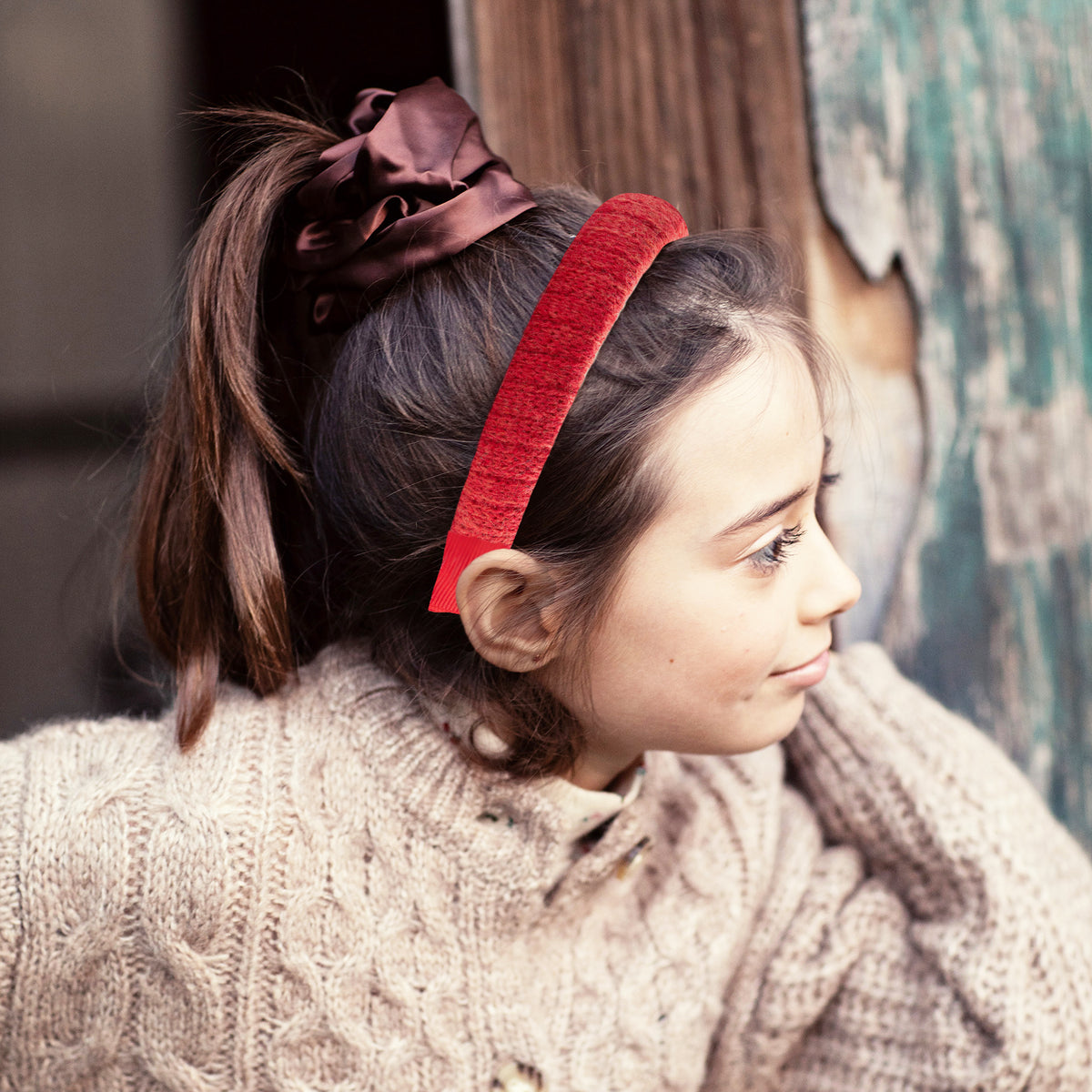 Halo Luxe Avery Ribbed Knit Padded Headband - Red