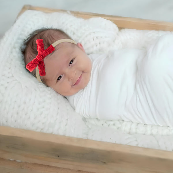 Halo Luxe Avery Ribbed Knit Baby Band - Red