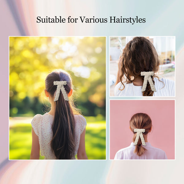 Halo Luxe Becca Pearl Bow Clip - Ivory