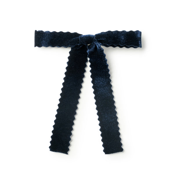 Halo Luxe Ava Scalloped Velvet Long Tail Clip - Navy
