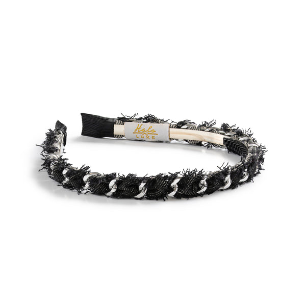 Halo Luxe Coco Silver Chain Headband - Black Denim