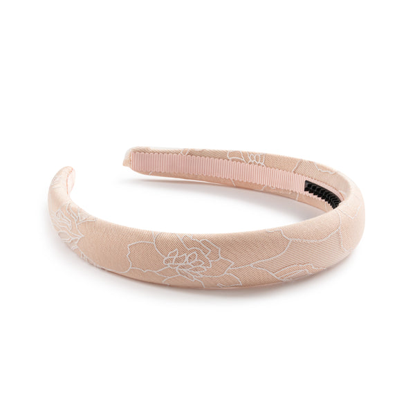 Halo Luxe Cotton Candy Organza Printed Padded Headband - Nude