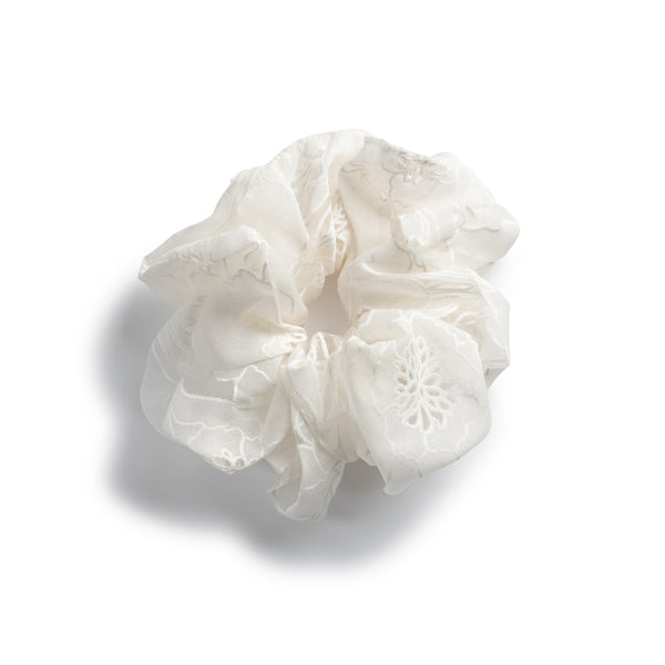 Halo Luxe Cotton Candy Organza Printed Scrunchie - White