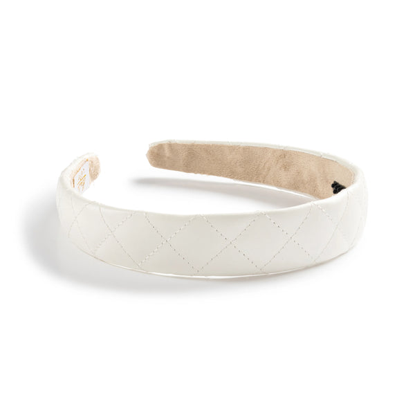 Halo Luxe Ella Quilted Leather Headband - White