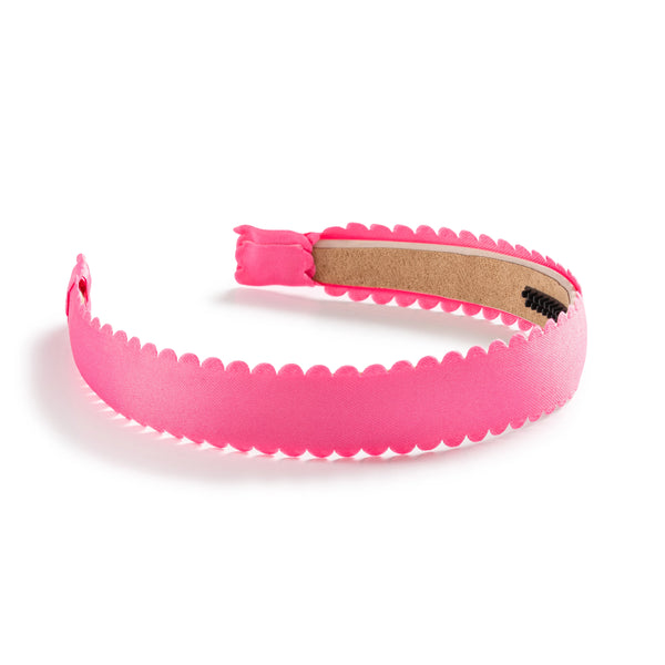 Halo Luxe Gumdrop Scalloped Satin Headband - Hot Pink