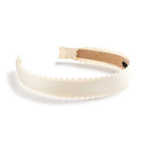 Halo Luxe Gumdrop Scalloped Satin Headband - Ivory