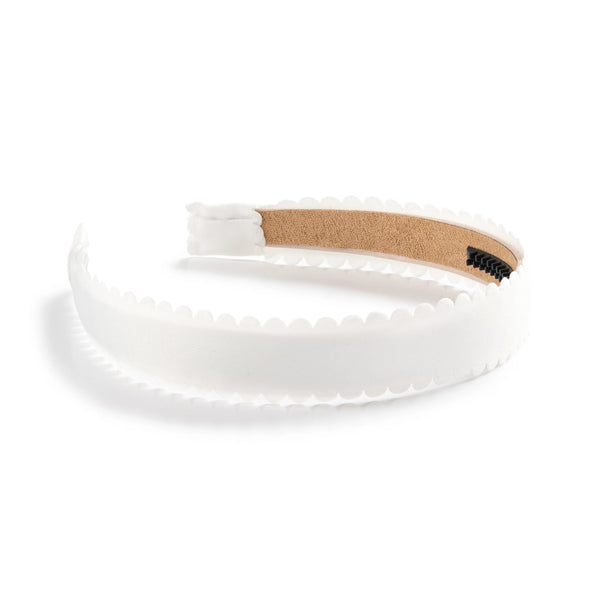 Halo Luxe Gumdrop Scalloped Satin Headband - White