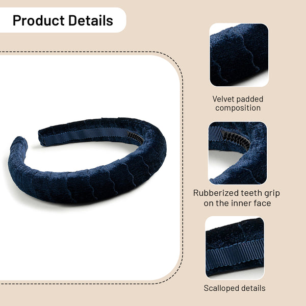 Halo Luxe Ava Scalloped Velvet Headband - Navy