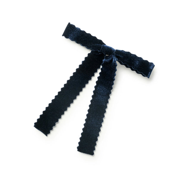 Halo Luxe Ava Scalloped Velvet Long Tail Clip - Navy