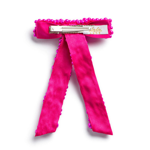 Halo Luxe Becca Pearl Bow Clip - Fuchsia