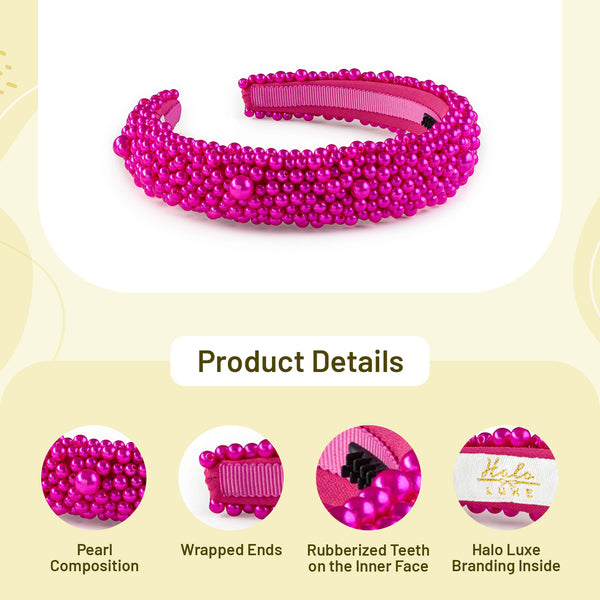 Halo Luxe Becca Pearl Headband - Fuchsia