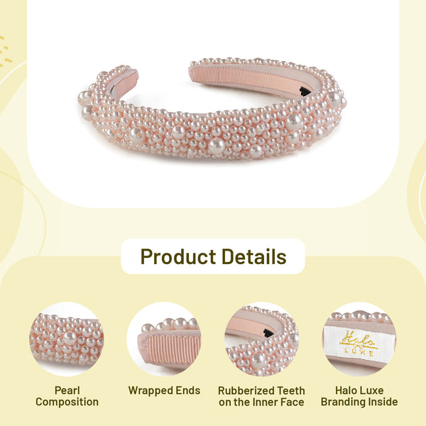 Halo Luxe Becca Pearl Headband - Pale Pink