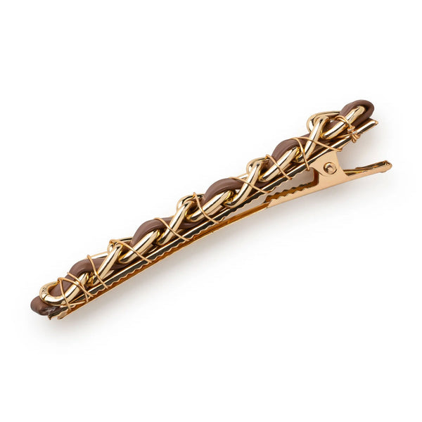 Halo Luxe Coco Gold Chain Clip - Chocolate