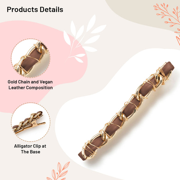 Halo Luxe Coco Gold Chain Clip - Chocolate