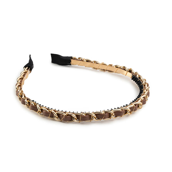 Halo Luxe Coco Gold Chain Headband - Chocolate