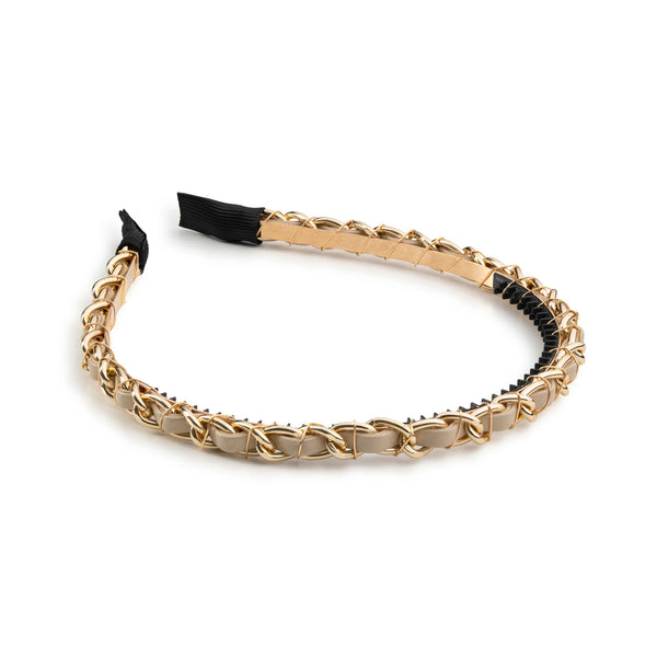Halo Luxe Coco Gold Chain Headband - Oatmeal