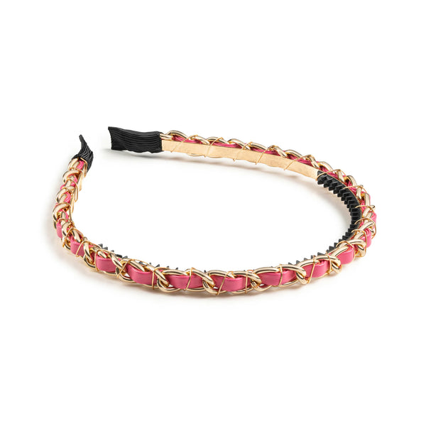 Halo Luxe Coco Gold Chain Headband - Raspberry