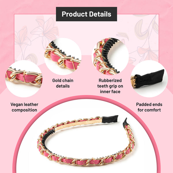 Halo Luxe Coco Gold Chain Headband - Raspberry