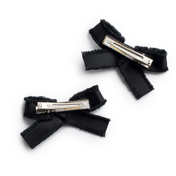 Halo Luxe Dahlia Deconstructed Grosgrain Ribbon Double Clip Set - Black