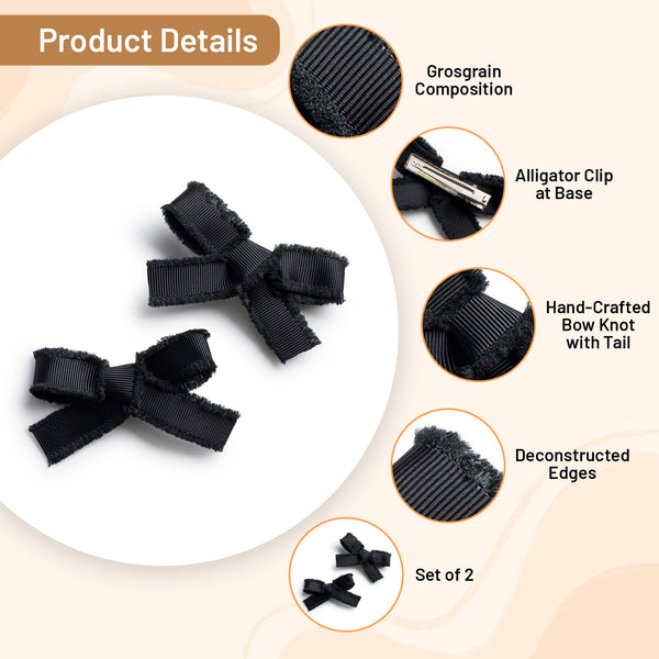 Halo Luxe Dahlia Deconstructed Grosgrain Ribbon Double Clip Set - Black
