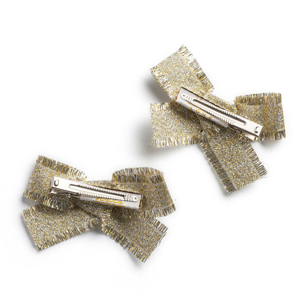 Halo Luxe Dahlia Deconstructed Grosgrain Ribbon Double Clip Set - Gold