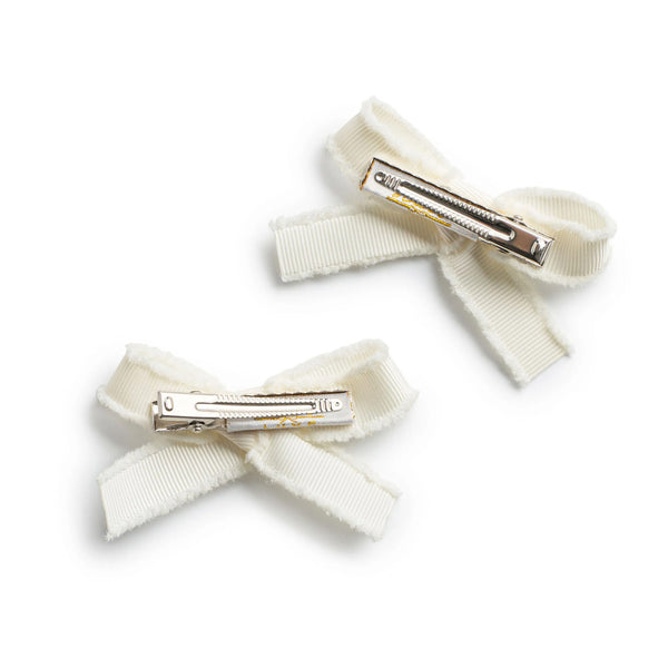 Halo Luxe Dahlia Deconstructed Grosgrain Ribbon Double Clip Set - Ivory