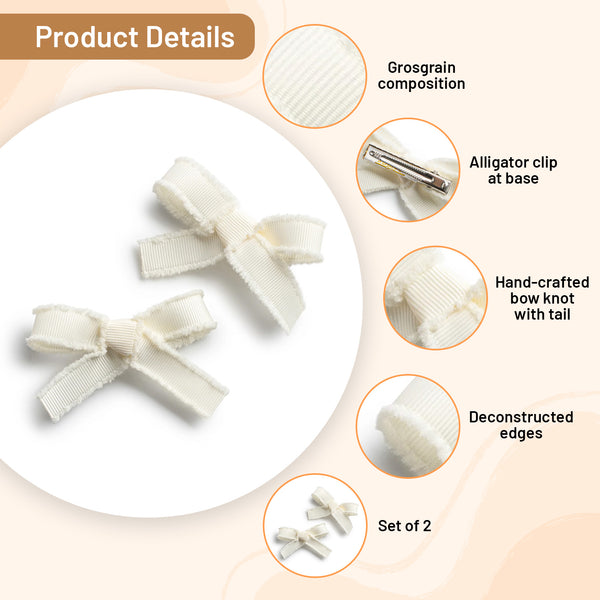 Halo Luxe Dahlia Deconstructed Grosgrain Ribbon Double Clip Set - Ivory