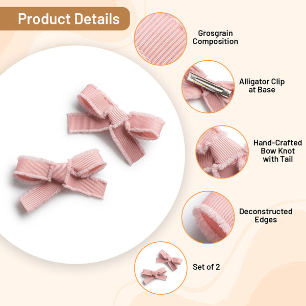 Halo Luxe Dahlia Deconstructed Grosgrain Ribbon Double Clip Set - Mauve