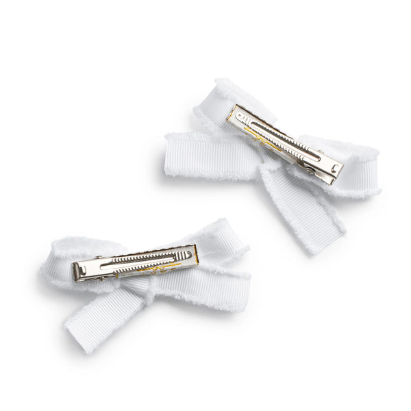 Halo Luxe Dahlia Deconstructed Grosgrain Ribbon Double Clip Set - White