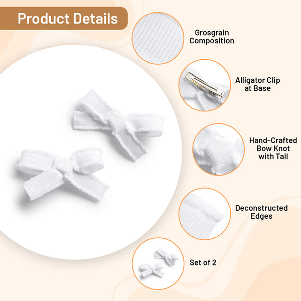Halo Luxe Dahlia Deconstructed Grosgrain Ribbon Double Clip Set - White