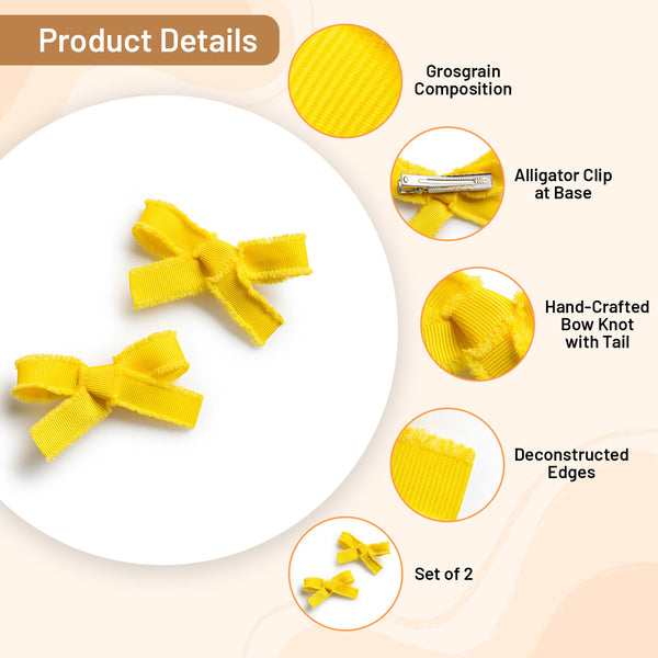 Halo Luxe Dahlia Deconstructed Grosgrain Ribbon Double Clip Set - Yellow