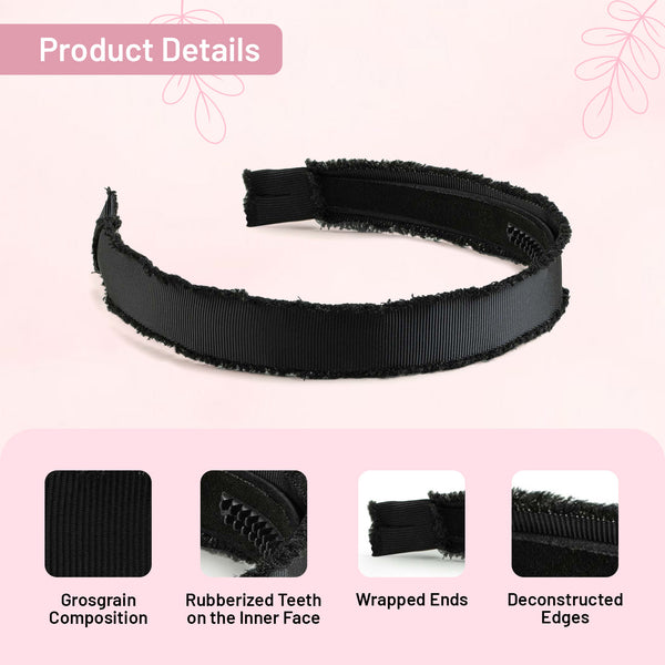 Halo Luxe Dahlia Deconstructed Grosgrain Ribbon Headband - Black
