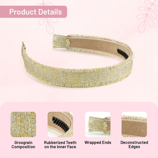 Halo Luxe Dahlia Deconstructed Grosgrain Ribbon Headband - Gold