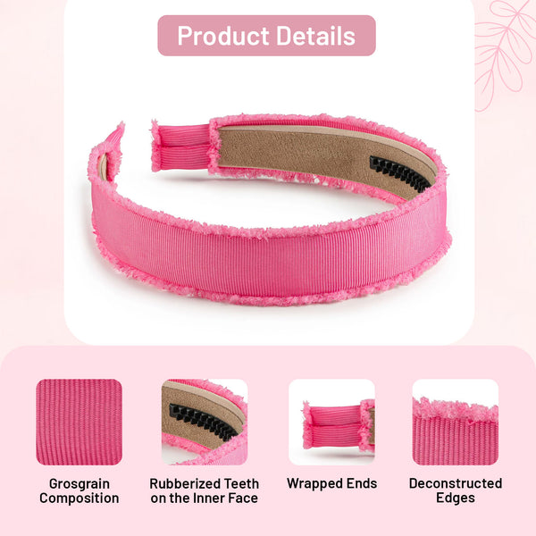 Halo Luxe Dahlia Deconstructed Grosgrain Ribbon Headband - Hot Pink