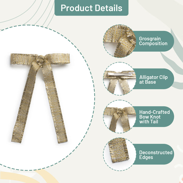 Halo Luxe Dahlia Deconstructed Grosgrain Ribbon Long Tail Clip - Gold