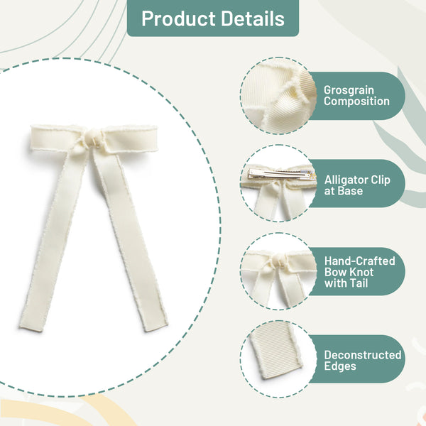 Halo Luxe Dahlia Deconstructed Grosgrain Ribbon Long Tail Clip - Ivory