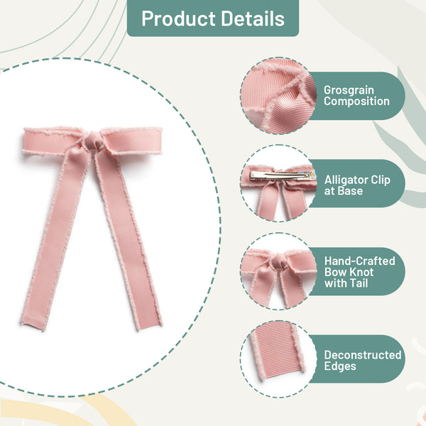 Halo Luxe Dahlia Deconstructed Grosgrain Ribbon Long Tail Clip - Mauve