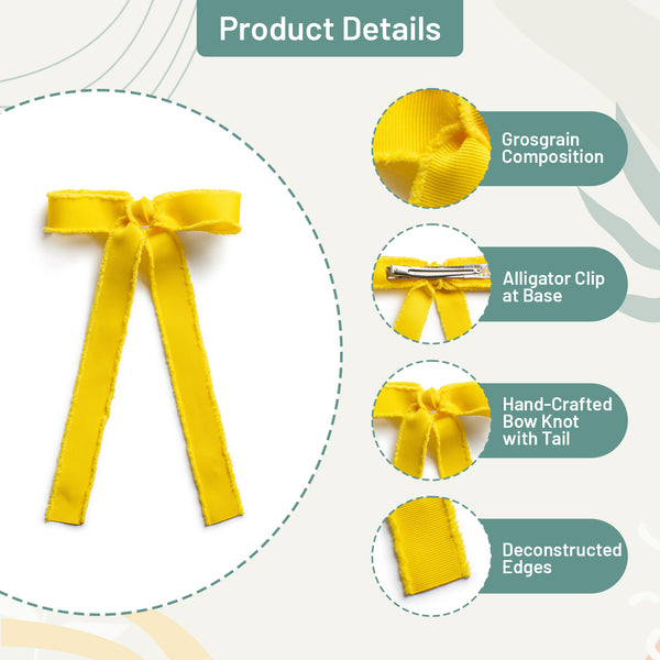 Halo Luxe Dahlia Deconstructed Grosgrain Ribbon Long Tail Clip - Yellow