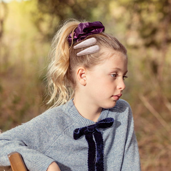 Halo Luxe Ella Quilted Leather Double Clip Set - Rose Shimmer