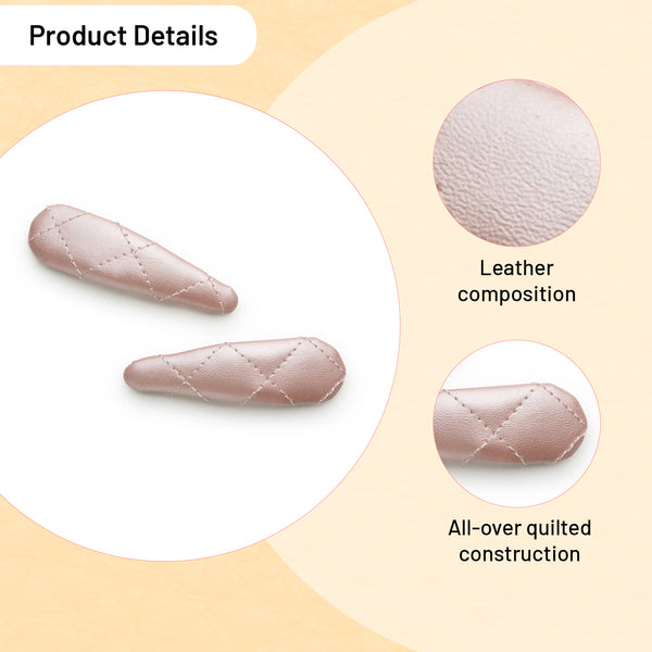 Halo Luxe Ella Quilted Leather Double Clip Set - Rose Shimmer