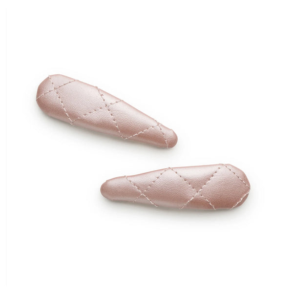 Halo Luxe Ella Quilted Leather Double Clip Set - Rose Shimmer