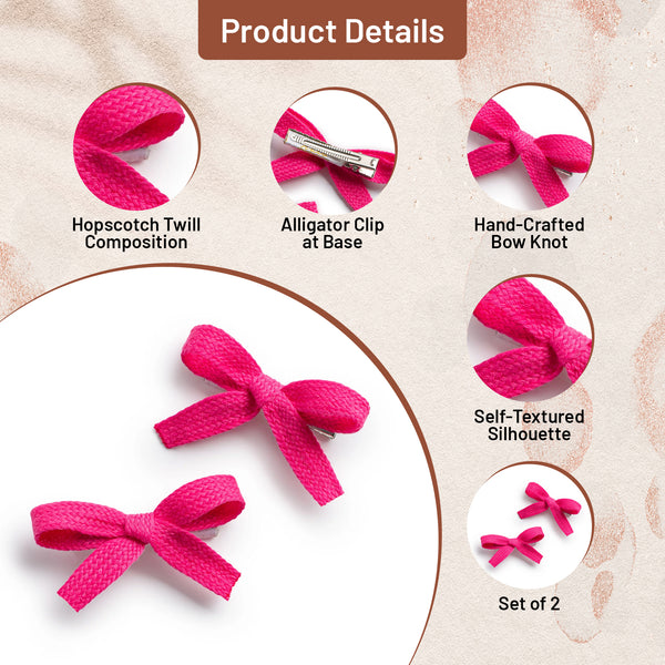 Halo Luxe Hopscotch Twill Double Clip Set - Fuchsia