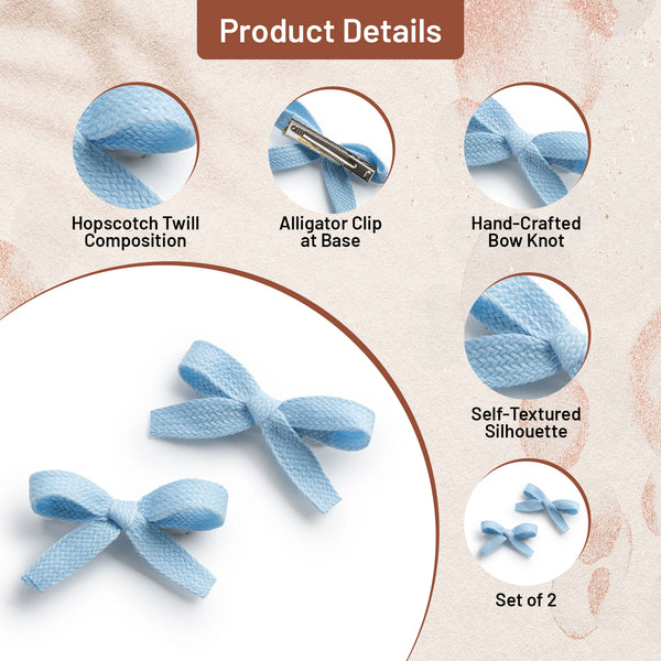 Halo Luxe Hopscotch Twill Double Clip Set - Powder Blue