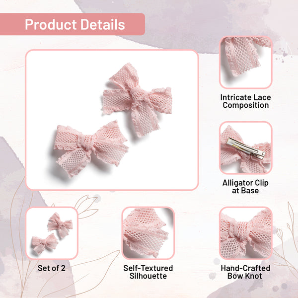 Halo Luxe Mae Lattice Lace Double Clip Set - Ballet Slipper