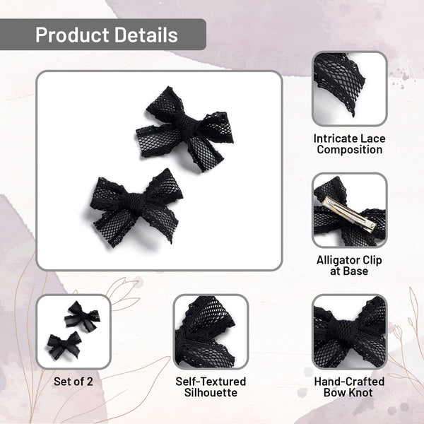 Halo Luxe Mae Lattice Lace Double Clip Set - Black