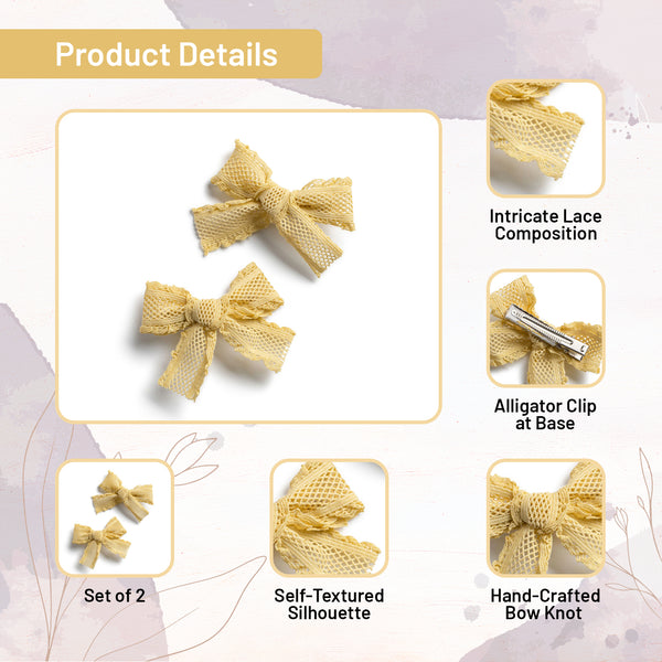 Halo Luxe Mae Lattice Lace Double Clip Set - Lemon