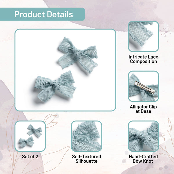 Halo Luxe Mae Lattice Lace Double Clip Set - Powder Blue