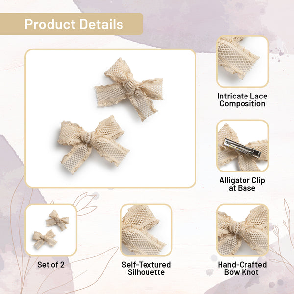 Halo Luxe Mae Lattice Lace Double Clip Set - Sand